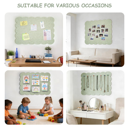 Felt Bulletin Board 36" x 24" Cork Board Alternative,Decorative Felt Pin Board Foldable Cork Boards for Walls Self-Adhesive Cork Board for Home Office Classroom Pin Board (Sage Green)