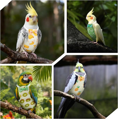 4 Pcs Bird Diaper, Cute Pet Bird Diaper, Parrot Nappy Reusable Flight Suit with Waterproof Inner Birds Diapers for Parakeet Cockatiel Mini Macaw Budgie Canary