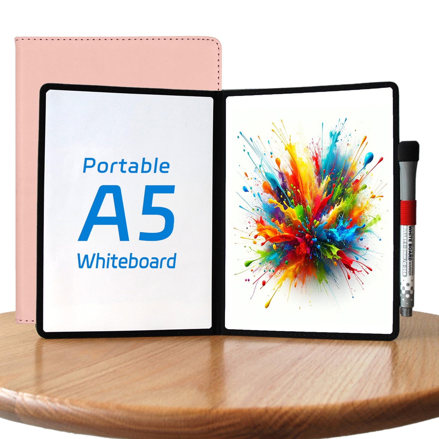 iNenya A5 Pocket White Board - Double-Sided Dry Erase Board 8x6 inch - Ultra-Thin 0.3" Portable Whiteboard with Markers & Erase | Anti-Ghosting Surface for Office Home School Student (Double-A5 Pink)