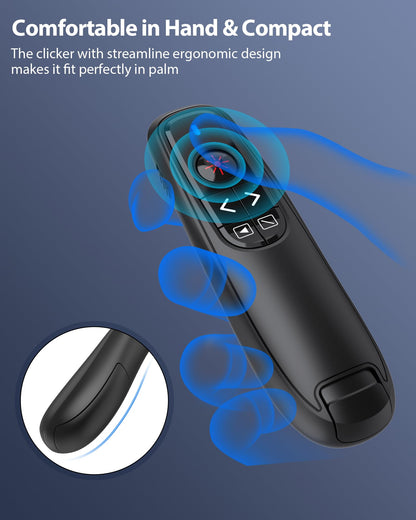 2-in-1 USB Type C Presentation Clicker Wireless Presenter Remote Clicker for PowerPoint Presentations with Clicker, RF 2.4GHz USB C PowerPoint Clicker Slide Advancer for Computer/Mac/Laptop