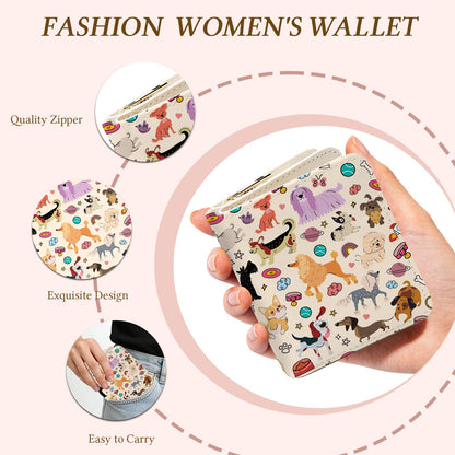 Wazzio Cute Dog Wallet for Women, PU Leather Accordion Wallet, Credit Card Holder with 1 ID Window 14 Card Slots, Zipper Coin Purse for Ladies Girls Teen Female
