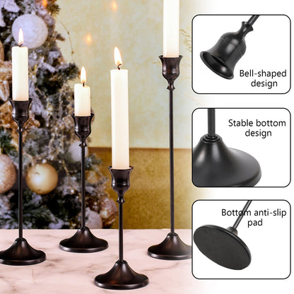 Sunnyfuture Candlestick Holders, 12PCS Taper Candle Holder for Candlesticks, Black Candle Holders for Table Centerpiece, Wedding, Party