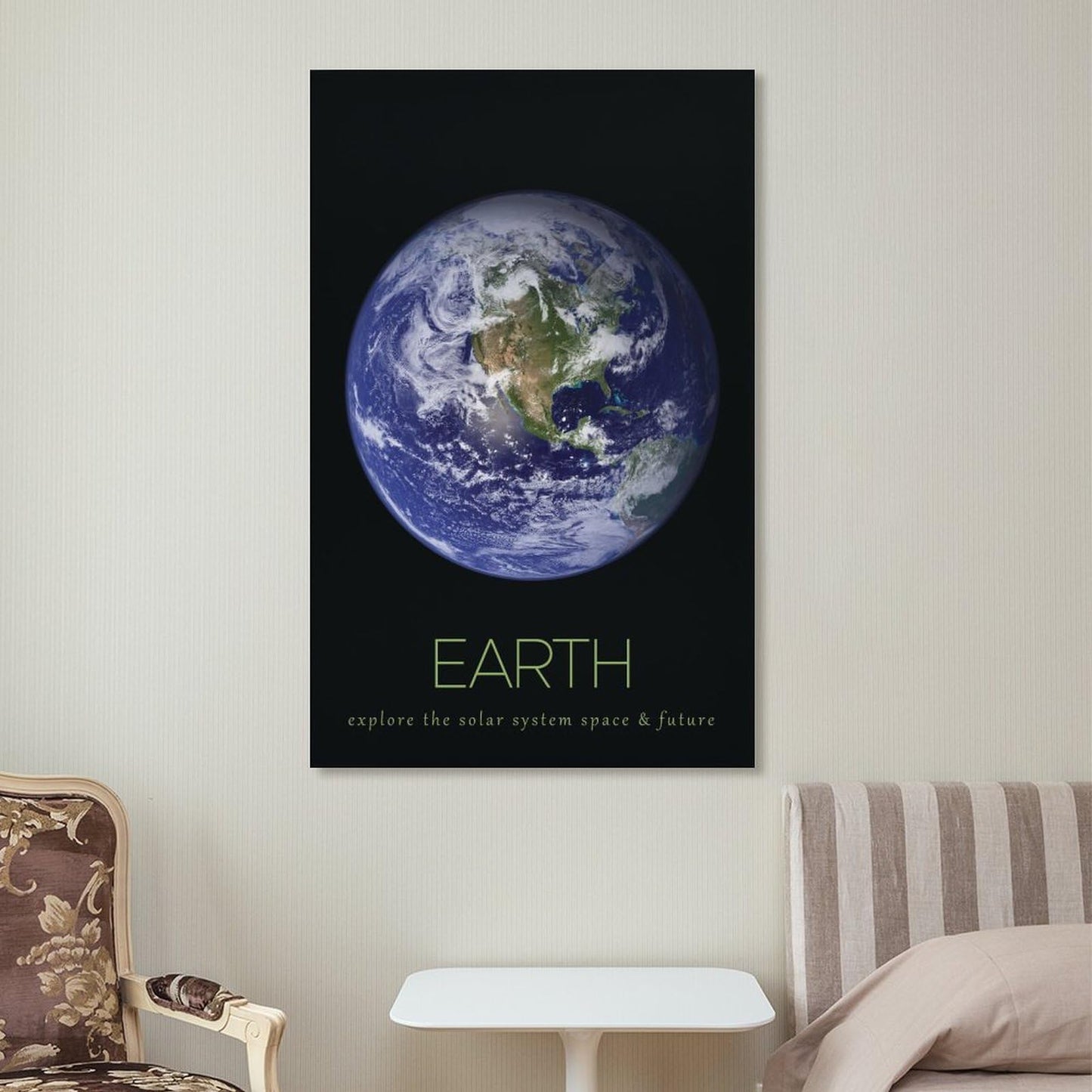 LGDSBHH Minimalist Earth Solar System Canvas Wall Art - Educational Space Planet Poster - Science Classroom & Kids Bedroom Decor - 12x18 Inch (Unframed)