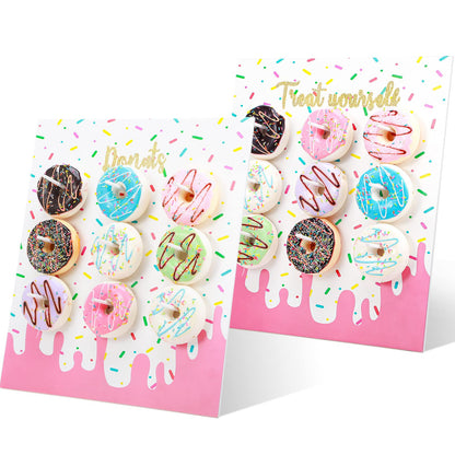 Yerliker 2 Pieces Donut Display Stand, Reusable Donut Holder Board, Party Wall Bagel Boards for Christmas Wedding Birthday Treat Holiday Gathering Parties (13.78 x 9.84 inches)
