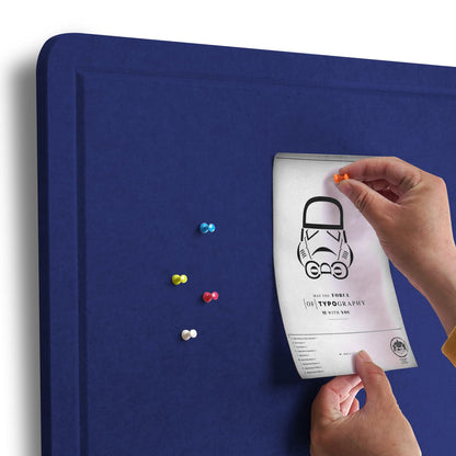 Large Bulletin Board, 60 X 36 inches Cork Board with 30 Pushpin, 5' x 3' Felt Cork Board Notice Pin Board, Self-Adhesive Vision Board Mood Board Foldable Photo Board for Wall - Dark Blue