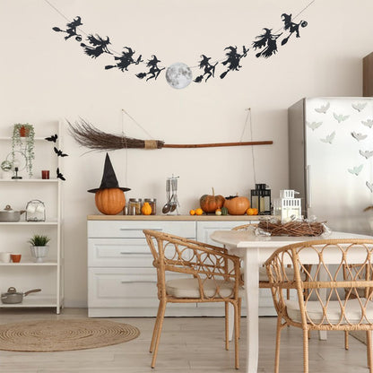 Halloween Witch Banner, Witchy Full Moon Garland, Halloween Decorations, Fall Decor