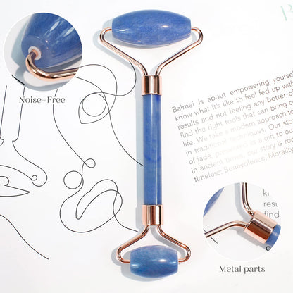 BAIMEI Jade Roller & Gua Sha, Face Roller, Facial Beauty Roller Skin Care Tools, Self Care Gift for Men Women, Massager for Face, Eyes, Neck, Relieve Fine Lines and Wrinkles - Rose Quartz