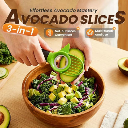 3 in1 Avocado Tool Split, Pit, and Slice, Avocado 3 Piece Set, Includes Avocado Slicer, Cutter and Airtight Storage Container,Kitchen Gadget (6 piece set)