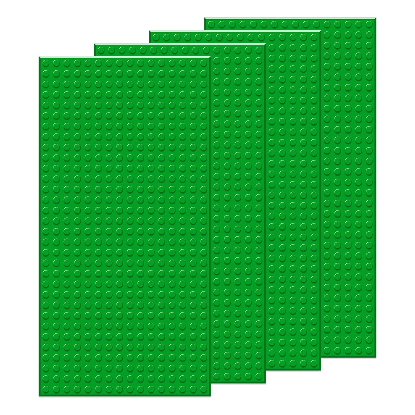 EKIND 4 PCS Classic 5" x 10" Building Baseplates, Compatible with Major Brands Toy Bricks, Encourage Logic & Creativity Through Play, Ideal STEM Activities for Children (Green)