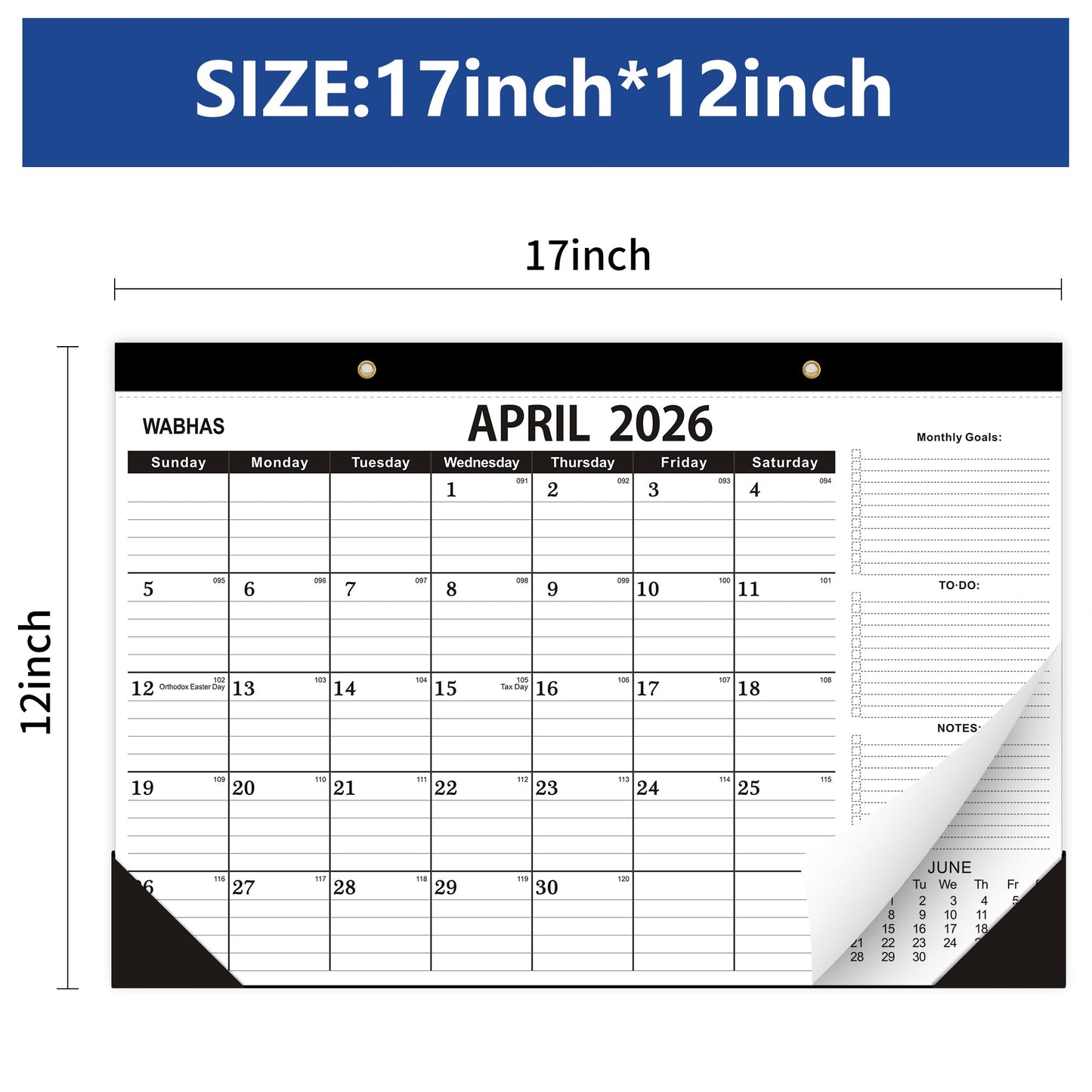 Desk Calendar 2026,April 2026 to September 2027,Desk Calendar 2026-2027 with to-do list,2026 Calendar -18 Months,Calendar 2026-2027-17" x 12" for Home or Office.