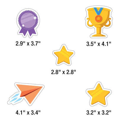 Our IXL Progress 18PC Dry Erase Bulletin Board Set, Header, Write-On Wipe-Off Posters, and Colorful Cardstock Cutouts, Goal Trackers Charts and Teacher Supplies for Classroom Management