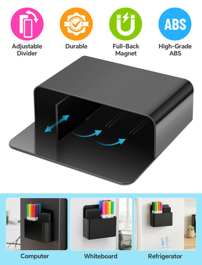 NiArt Whiteboard Magnetic Dry Erase Marker Holder Set, 12 Colors Fine Markers, Dry Eraser for Office, Magnetic Carrying Case