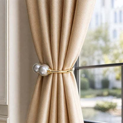 Curtain Tiebacks 2 Pack Curtain Ties Elegant Pearl Curtain Tie backs Premium Alloy Spring Curtain Clips No Drilling Curtain Ties for Modern Luxury French Nordic Minimalist Home Decor Curtain Holdbacks