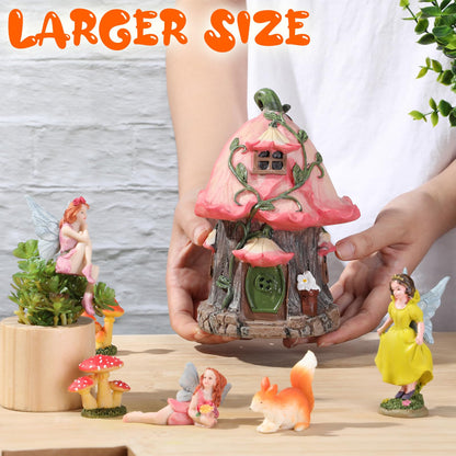 Soaoo 25 Pcs Fairy House Garden Figurines Kit Spring Garden Decor Easter Basket Decoration Spring Decoration Outdoor Wildflower Butterfly Fairy Mushroom Party Supplies Micro Landscape Ornaments