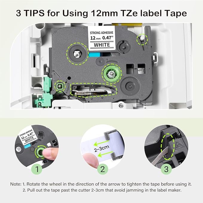 Label KINGDOM Tze-s231 Compatible with Brother P Touch Extra Strength Adhesive Label Maker Tape 12mm 1/2"(0.47") for PT-D210 D220 PTH110, Black on White TZs231 3-Pack