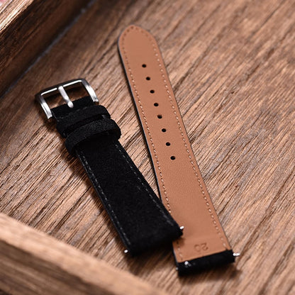JWNSPA Unisex 18mm 19mm 20mm 22mm Super Soft Suede Leather Watch Band Quick Release Lightweight Watch Strap (Black, 18mm)