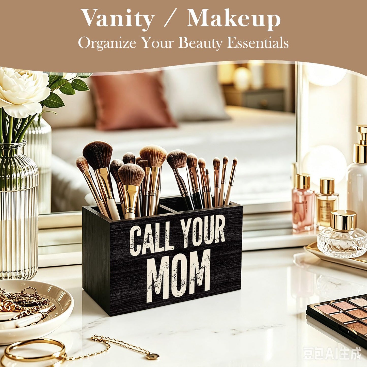 Zomhix Call Your Mom Black Pen Holder Desk Organizer