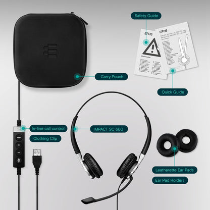 Sennheiser Consumer Audio SC 660 USB ML (504553) - Double-Sided Business Headset | For Skype for Business | with HD Sound, Ultra Noise-Cancelling Microphone, & USB Connector (Black)
