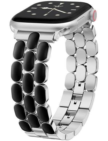 Wearlizer Metal Bracelet Compatible with Apple Watch Bands for Women 44/45/46/49/42mm, Gold Dressy Jewelry Enamel Silver Stainless Steel Strap for iWatch Band Ultra SE Series 11/10/9/8/7/6/5/4/3/2/1