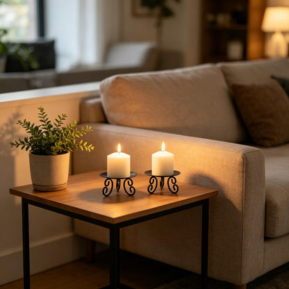 Hosley Set of 2 Pillar or LED Candle Holder 5 inch Diameter Gift for Farmhouse Weddings or can be Used for Aromatherapy and Spa O5