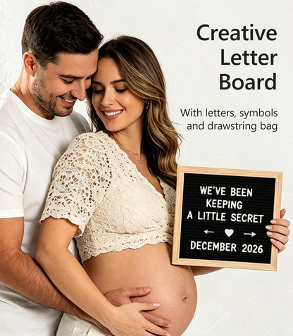 Pregnancy Announcement, Baby Announcement Ideas Set Include Felt Letter Board, Baby Onesie, Booties, Photo Frame, Wooden Sign and Bear Plush, Pregnancy Announcement Photo Props Coming Soon Baby Announcement