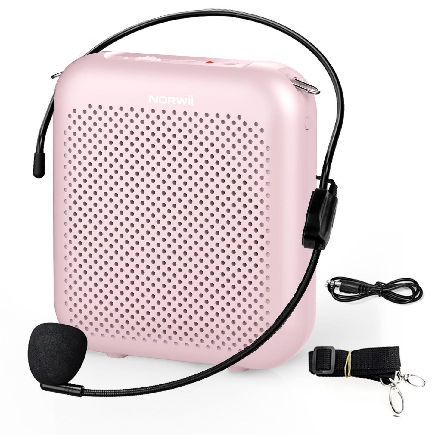 Norwii Bluetooth Voice Amplifier, Power Amplifiers, Portable Mini Wired Microphone Headset for Teacher Classroom & Outdoor Lectures, Teaching, Tour Guides, USB-C Rechargeable - 2000mAh, Pink