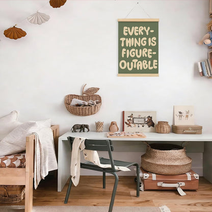 STHTTSW Everything is Figureoutable Inspirational Wall Art Poster Hanger with Wooden Frame，Positive Affirmations Wall Decor, Motivational Wall Art for Home Office Classroom, 12x16 Inch