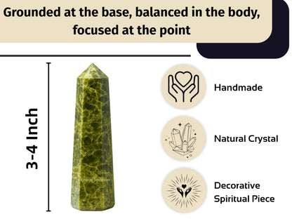 Amazing Gemstone Green Tourmaline in Matrix Crystal Towers - Natural Healing Crystal Point Obelisk for Reiki Healing and Crystal Grid (3" to 4" INCH)