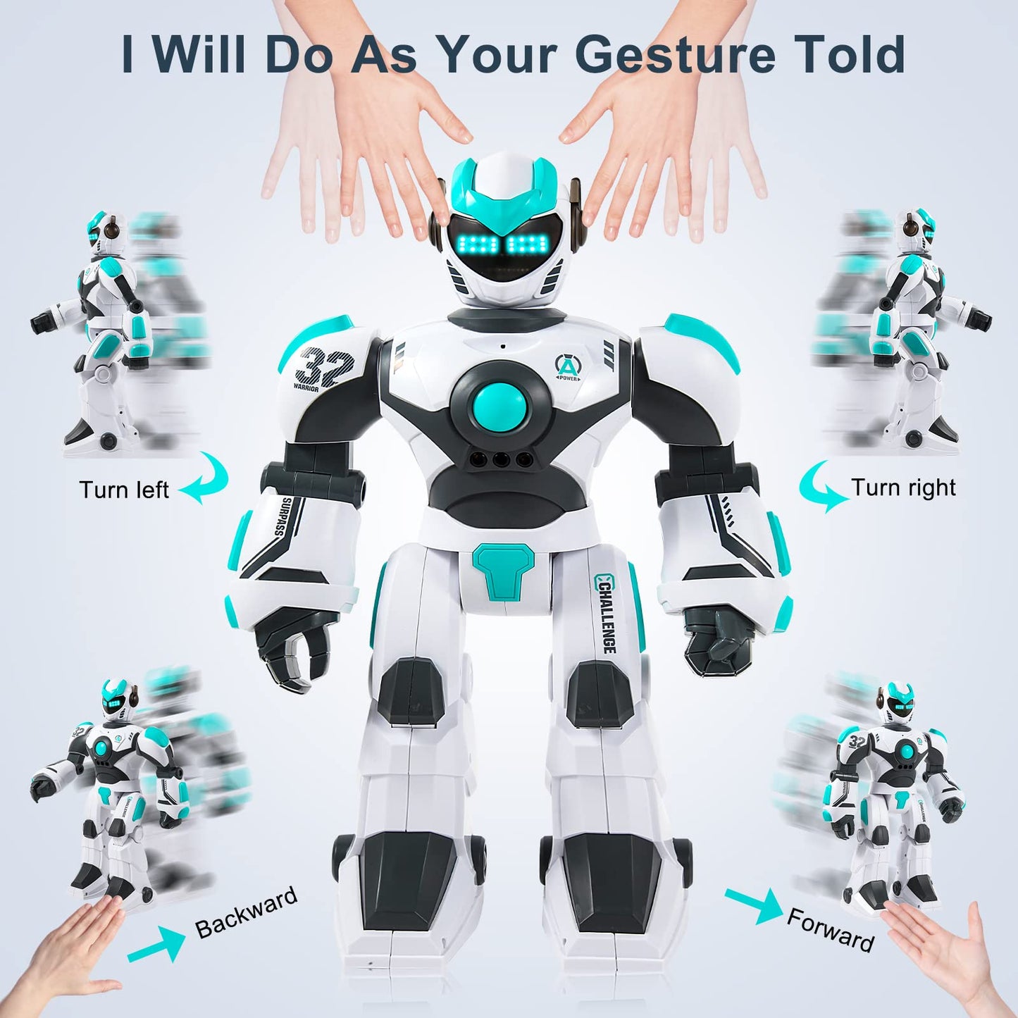 HPROMOT RC Robot Toy for Kids Remote Control RobotToy, Smart Gesture Sensing Rechargeable & Programmable Robot Walking Dancing Singing Chirstmas Gift for 3-15 Years Old Boys Girls