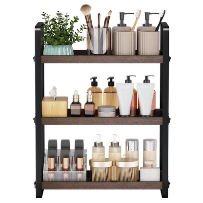 HNRLOY Bathroom Counter Organizer,Bathroom Countertop Organizer,Counter Shelf,Countertop Storage,Organization and Storage,Makeup Shelf,Sink Caddy(Brown 3 Tier)