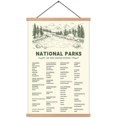 KAIRNE US National Park Checklist Poster,Park Posters for Travel Sign With Wooden Hanging Framed(28CMx46CM),Inspirational Rustic Decor,National Park Map Posters Gift for Hiker or National Park Lover