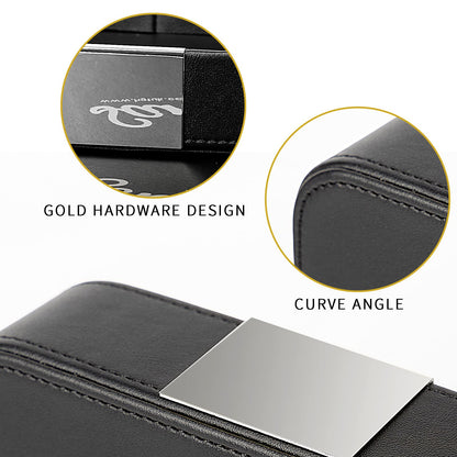 SANZIE Luxury Leather Tray Organizer Valet Tray Key Tray for Entryway Table Desktop Storage Catchall Tray Decorative Tray for Jewelry Keys Wallet Phone Watch (Metal Silvered, Black)