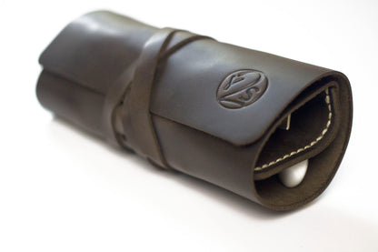 Leather Cord Organizer Wrap for Cables - Brown