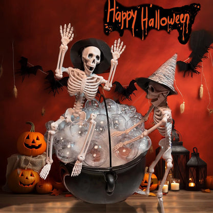 【5PCS 16 Inch Height】 Halloween Decorations Outdoor Indoor Halloween Skeleton Spooky Posable Skeletons Toy Small Skeletons Hanging Decor Movable Joints Decor Graveyard Haunted Party Accessories