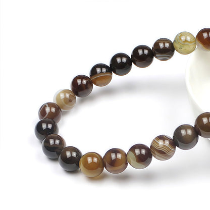 MJDCB Natural Stone Beads Coffee Stripe Agate Round Loose Beads for Jewelry Making DIY Bracelet Necklace (8mm)
