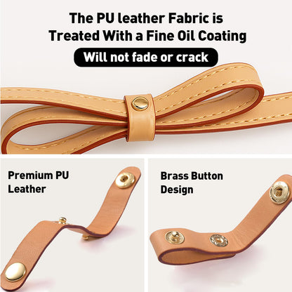 6 PU Leather Handbag Strap Shortener,Bag Protector for Handbag,with Brass Button Handle Wrap Cover for Handbags and Shoulder Bags (Beige)