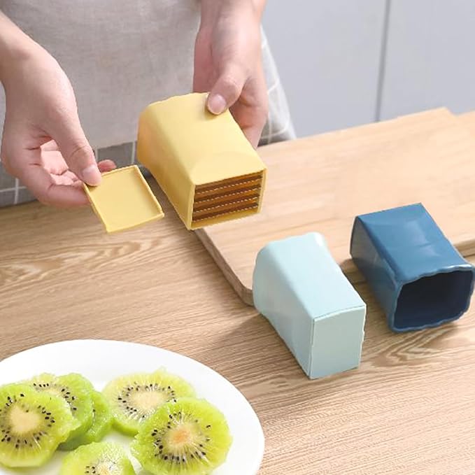 TULOBI 3 PCS Cup Slicer, Stainless Steel Egg Stainless, Strawberry Slicer, Mini Fruit Slicer Cup, Quickly Making Fruit Vegetable Salad, Creative Convenient Kitchen Gadget (Navy Blue + Yellow + Cyan)