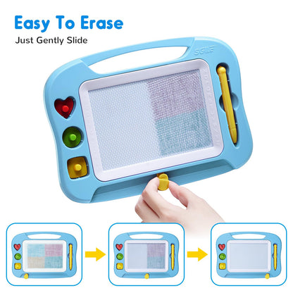 SGILE Toddler Toys for Kids, Magnetic Drawing Board for Birthday Gift, Toys for 1 2 3 Year Old Girls Boys, Etch & Sketch Pad with 3 Stamps, Learning and Educational, Light Blue
