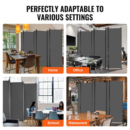VEVOR Room Divider, 6 Panel Room Divider, Folding Privacy Screen and Portable Partition Divider for Room Separation, Freestanding Room Partitions for Office, Bedroom, Study, Grey