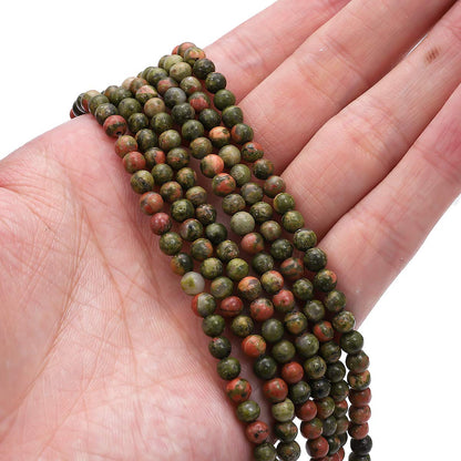 BEADIA Natural Unakite Stone Round Loose Semi Gemstone Beads for Jewelry Making 4MM 38cm/Strand