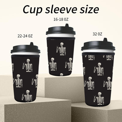 AMZXCFGL 3 Pack Reusable Neoprene Insulator Sleeve for Iced Coffee Cups, Cute Funny Coffee Cup Sleeve, Universal Fit 16-32oz Cups for Hot Cold Beverages Cute Skull