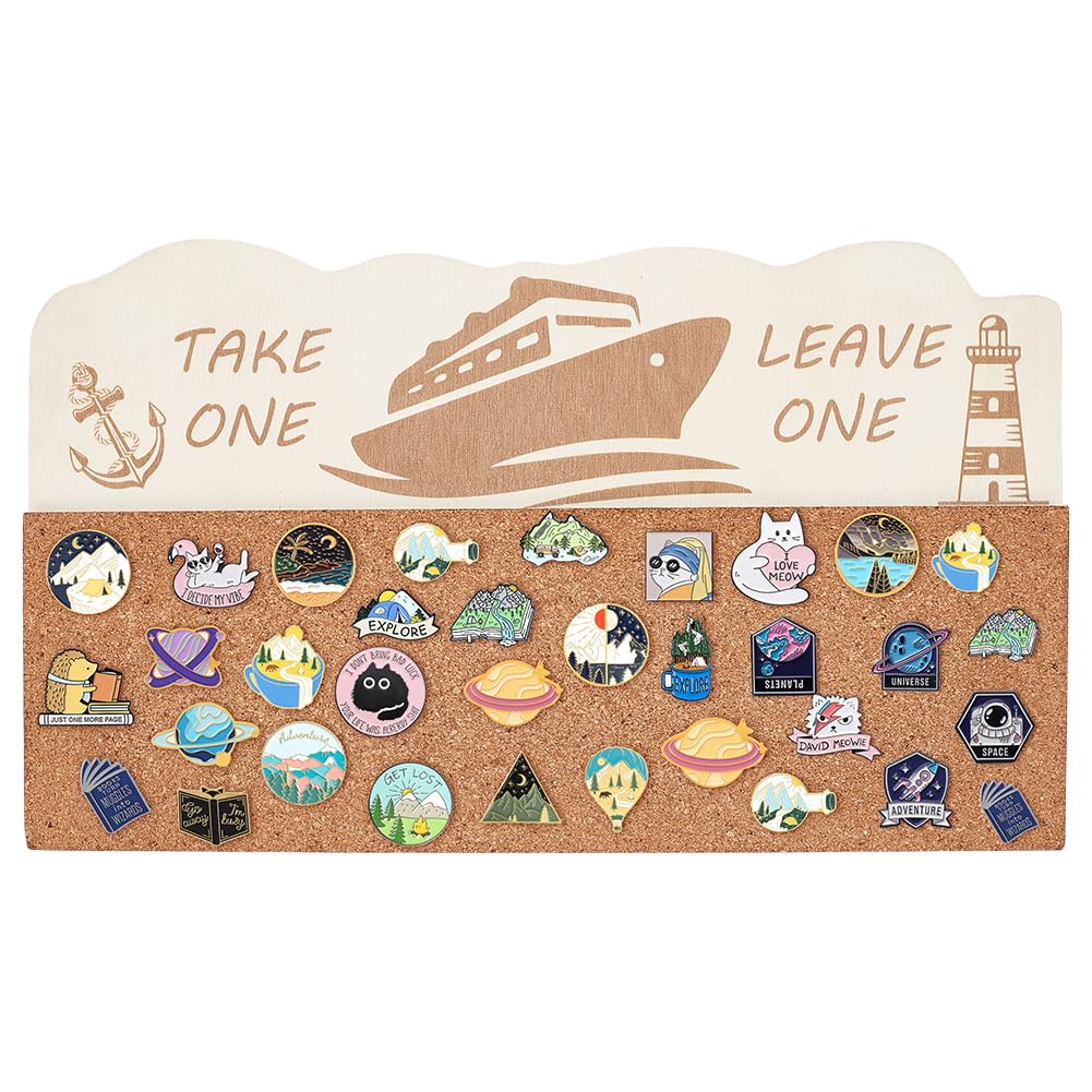 BENECREAT Cork Brooch Board, Pin Trading Ship Lighthouse Anchor Pin Board for Brooch Pin Storage, Jewelry Display, Office Home and School Decor, 7.08x11.8 Inch, 0.5 Inch Thick