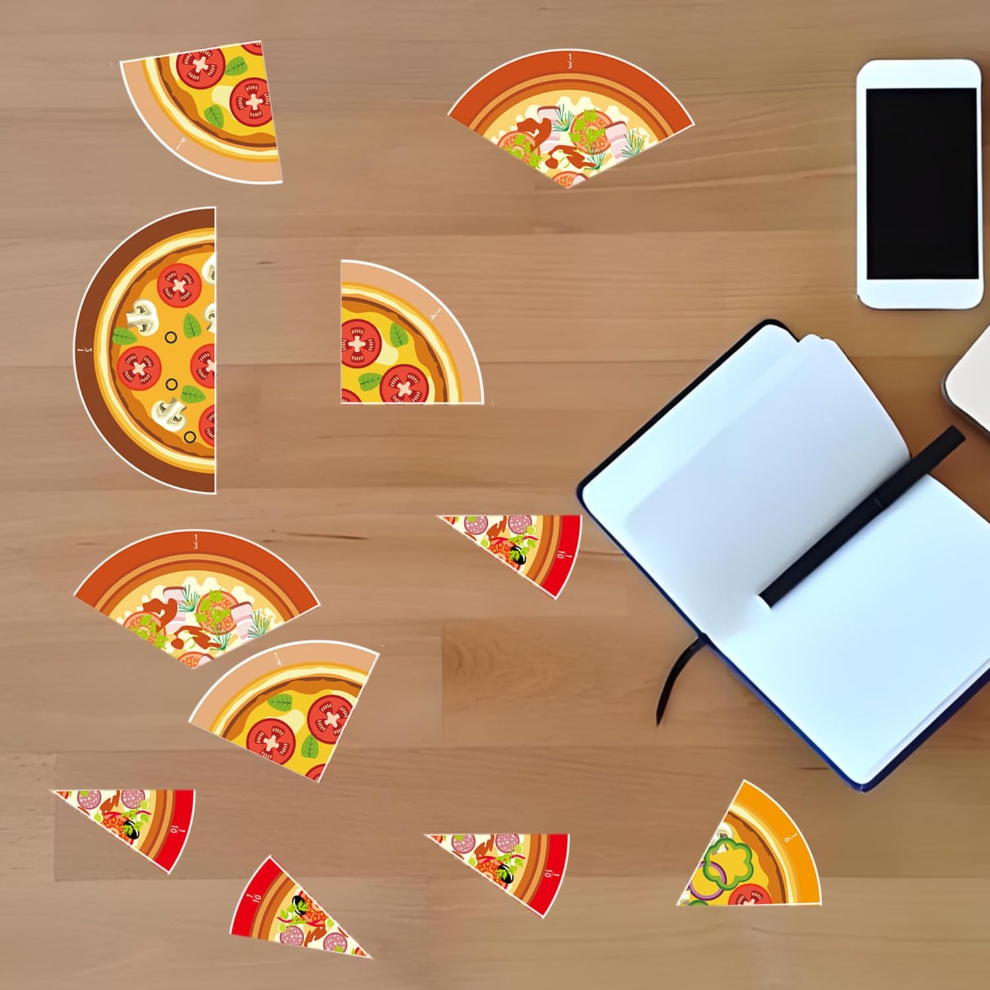 Magnetic Pizza Fraction Set Classroom Math Learning Tool Pizza Fraction Learning Visualization Card Multi-Player Challenge of Homeschool Math Activity (Soft Magnetic Version)