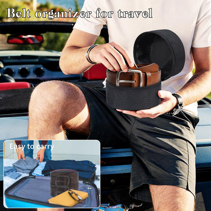 TUSIASC Belt Organizer Case,Travel Belt Storage Holder for Closet Drawer,Display Case for Belts,Ties,Portable Container Storage Holder,Height 3.9inch(Bag Only)