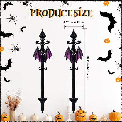 Vercraft 10 Pack Halloween Fence for Garden Outdoor Halloween Yard Decorations Lawn Stake with Connecting Chain Spooky Cemetery Decor for Outdoor Yard Graveyard Pathway Haunted House Party(Bat)