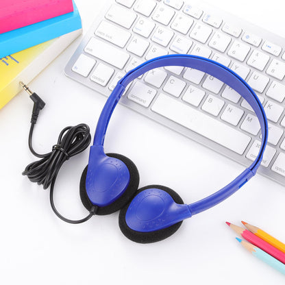 CN-Outlet 50 Pack Classroom Headphones Bulk for Kids School Class Set Headphones for Students Teens Toddler Children and Adults, Wholesale 3.5mm Pulg Wired Earphones-Upgrade (Dark Blue, 50 Pack)