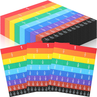 Sayglossy 12 Sets Fraction Tiles Sets for Math Fraction Manipulatives Montessori Math Materials EVA Foam Algebra Tiles Games for Classroom Teaching Aids, Homeschool Supplies