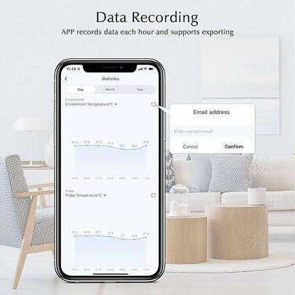 Aquarium Thermometer, Smart Fish Tank Thermometer App Monitor, Free Data Export ℉/℃, WiFi Hygrometer for Babyroom, Greenhouse, Fish Tank, Refrigerator, White 2 Pack with Screen