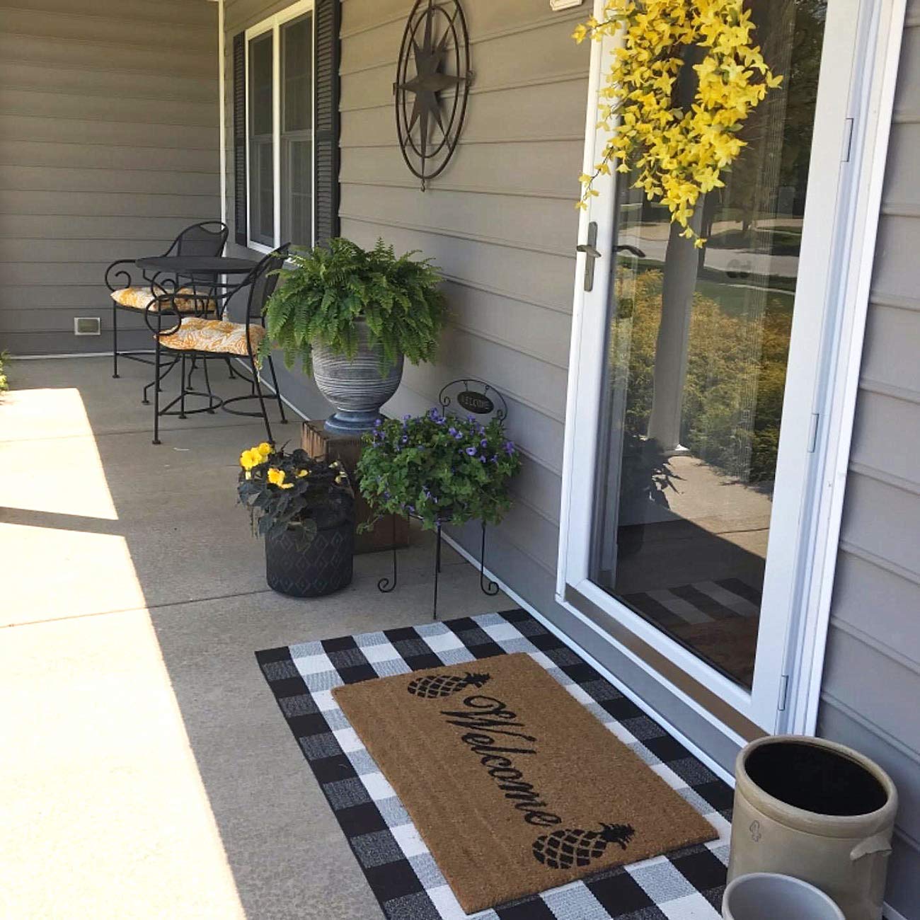 Levinis Buffalo Check Rug 3' x 5' - Retro Farmhouse Lattice Area Rugs - Black and White Checkered Plaid Rug for Front Porch/Kitchen/Bedroom, 35.4" x 59"
