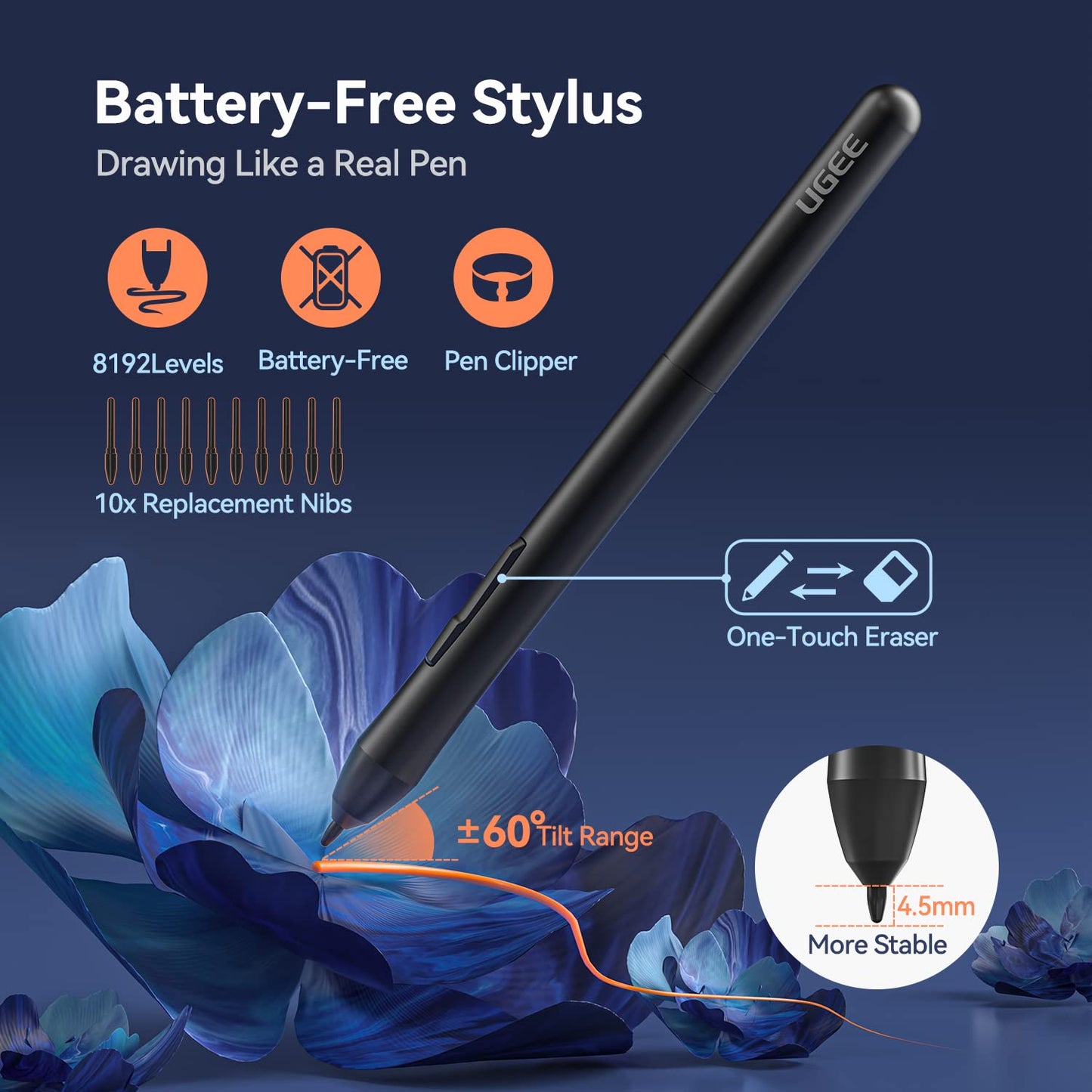Graphics Drawing Tablet, UGEE S640 Digital Drawing Pad with 10 Hot Keys, 6.5x4 inch Pen Tablet with 8192 Levels Battery-Free Stylus Support Android/Windows/Mac OS/Chrome OS/Linux